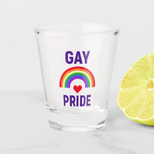 Gay Pride Heart & Rainbow Shot Glass