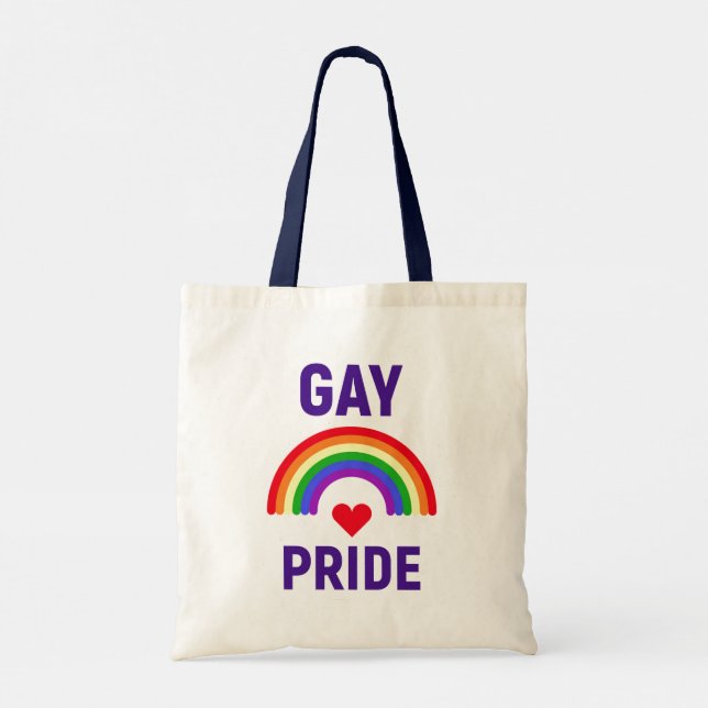 Gay Pride | Heart & Rainbow Tote Bag (Back)