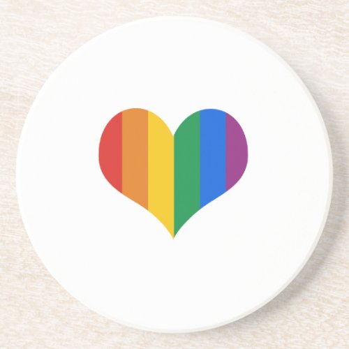 Gay Pride Heart Sandstone Coaster