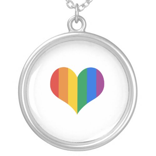 Gay Pride Heart Silver Plated Necklace