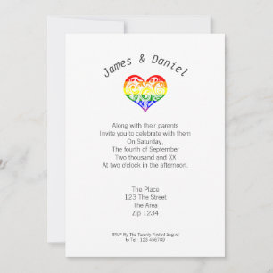 Gay Pride Heart Simple Elegance Invitation