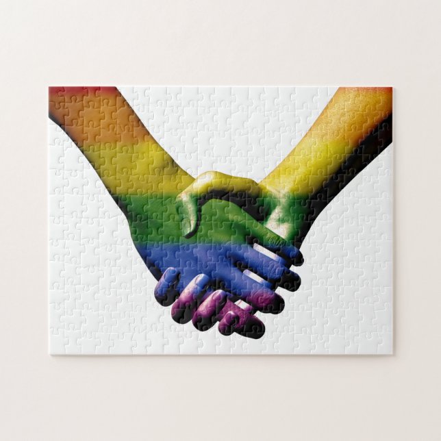 Gay Pride Holding Hands Jigsaw Puzzle (Horizontal)