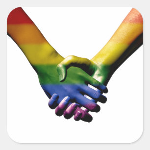 Gay Pride Holding Hands Square Sticker