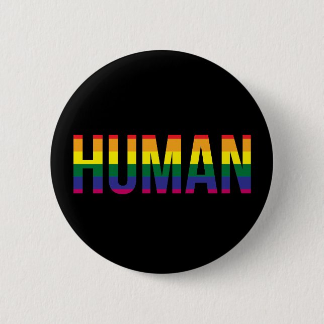 Gay Pride Human Pinback Button (Front)