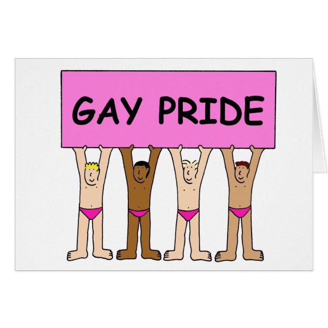 Gay Pride Humor Cartoon Men in Pink Underpants (Front Horizontal)