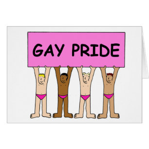 Gay Pride Humor Cartoon Men in Pink Underpants Cards