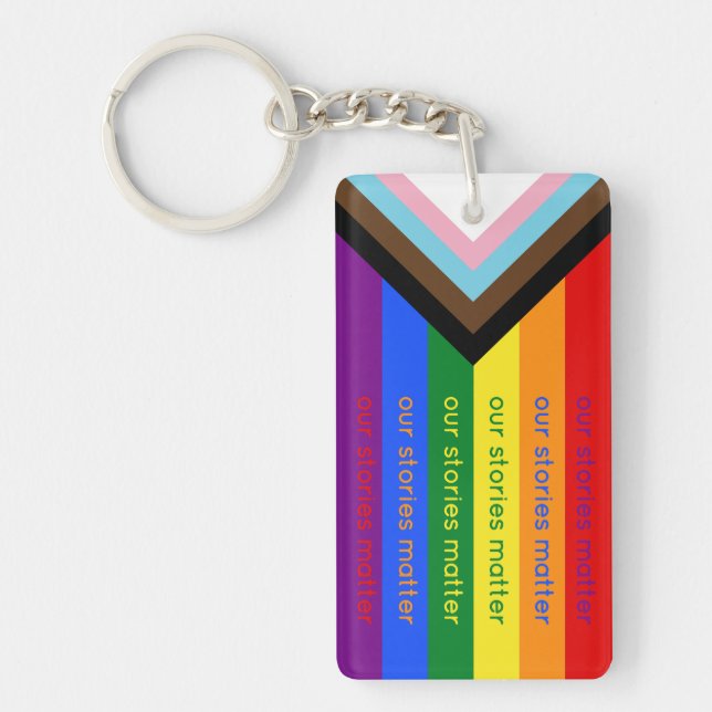 Gay Pride Intersection Rainbow Flag Keychain (Front)
