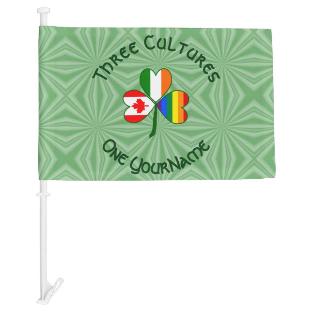 Gay Pride Ireland Canada Shamrock Flag Personalize (Front)