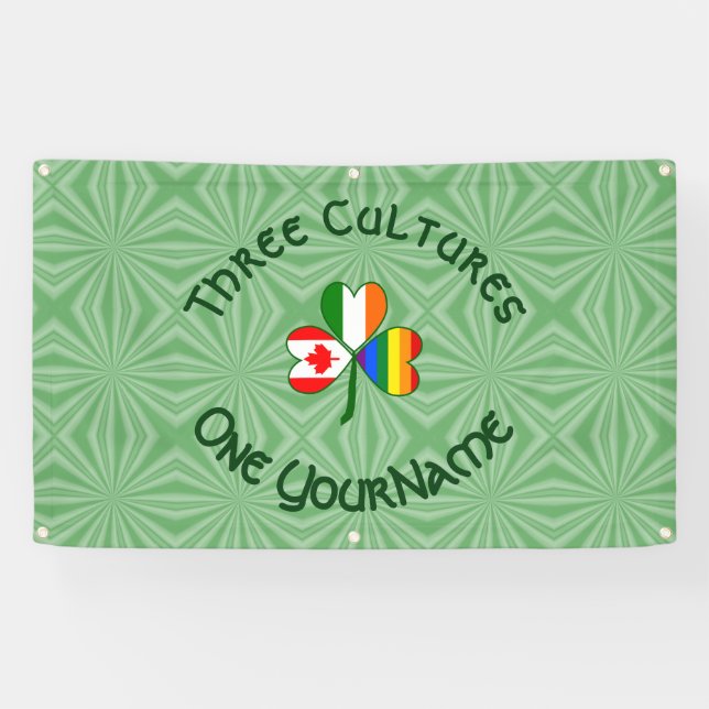 Gay Pride Ireland Canada Shamrock Flag Personalize Banner (Horizontal)