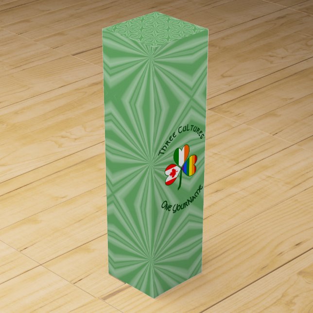 Gay Pride Ireland Canada Shamrock Flag Personalize Wine Box (Front)