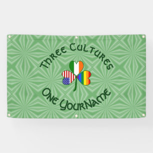 Gay Pride Ireland USA Shamrock Flag Personalized Banner