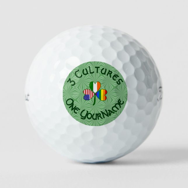 Gay Pride Ireland USA Shamrock Flag Personalized  Golf Balls (Front)