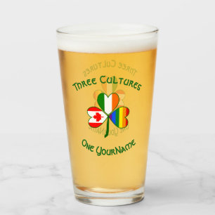 Gay Pride Irish Canadian Flag Shamrock Personalize Glass