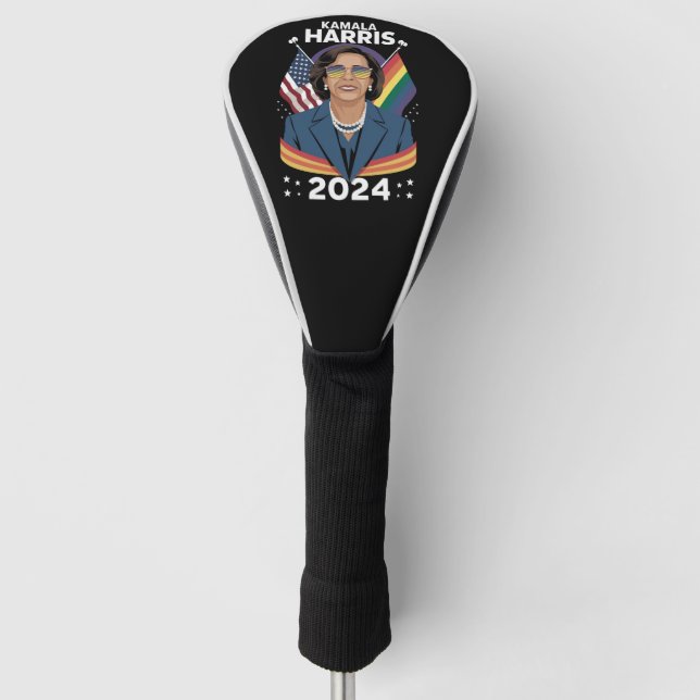 Gay Pride Kamala Harris 2024 Vice President LGBTQ+ Golf Head Cover (Front)