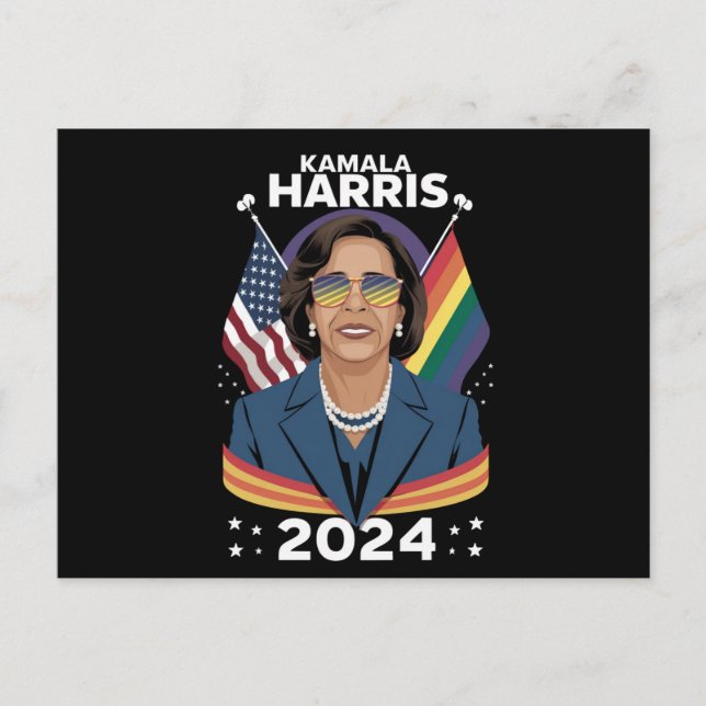 Gay Pride Kamala Harris 2024 Vice President LGBTQ+ Postcard (Front)
