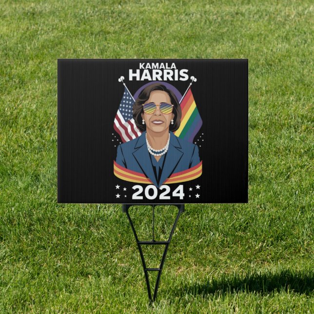Gay Pride Kamala Harris 2024 Vice President LGBTQ+ Sign (Insitu)
