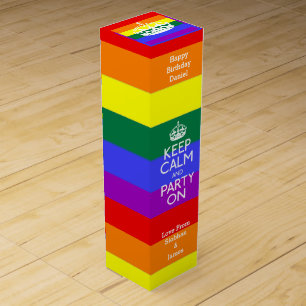 Gay Pride Keep Calm And Party On Personalized Wine Gift Box
