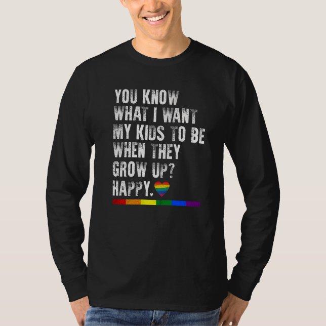 Gay Pride LGBT Awareness Parents Mom Dad Lesbian P T-Shirt (Front)