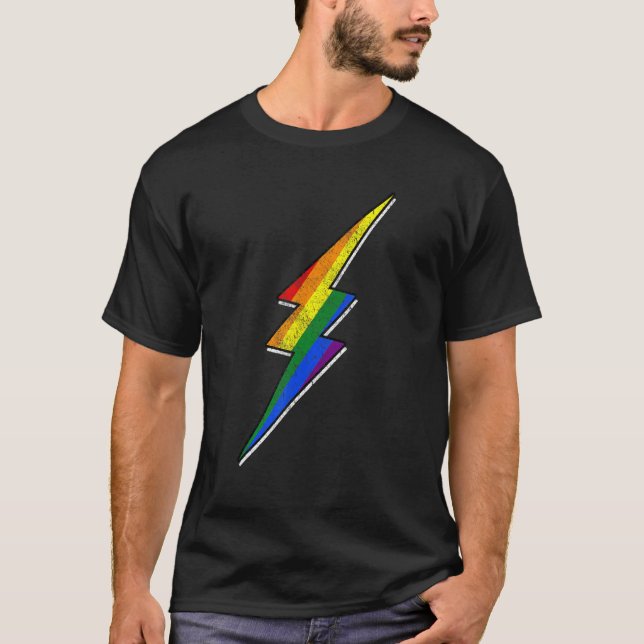 Gay Pride Lgbt Bisexual Boys Men Thunder Blitz T-Shirt (Front)