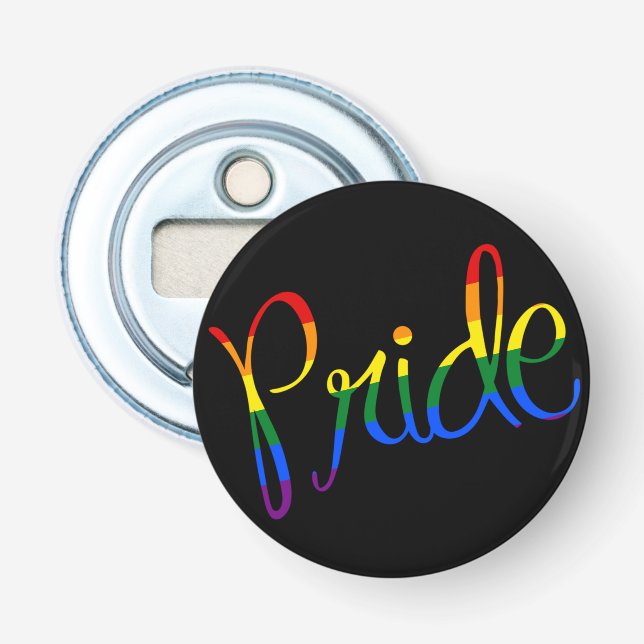 Gay Pride LGBT Black Bottle Opener (Front)