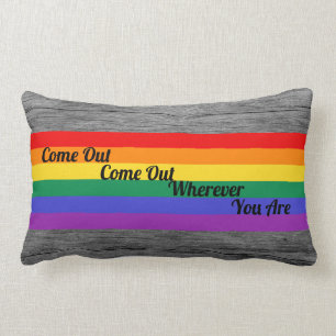 Gay Pride LGBT Come Out Rainbow Flag Love Wins Lumbar Pillow
