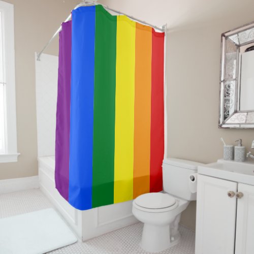 Gay Pride Lgbt Flag Rainbow Stripes Shower Curtain