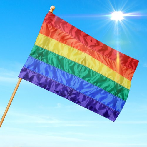 Gay Pride LGBT Lesbian Queer Classic Retro Rainbow House Flag