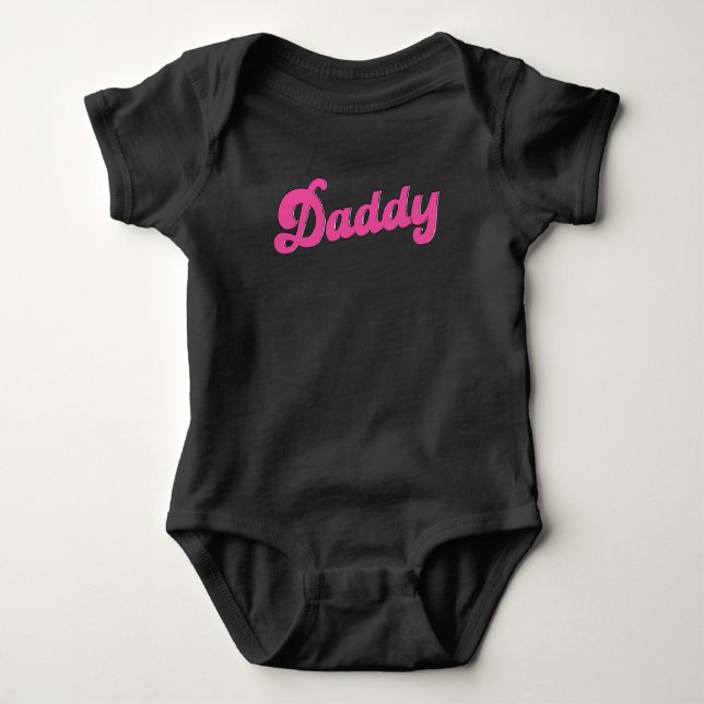 Gay Pride LGBT Pink Bear Gay Daddy  Baby Bodysuit (Front)