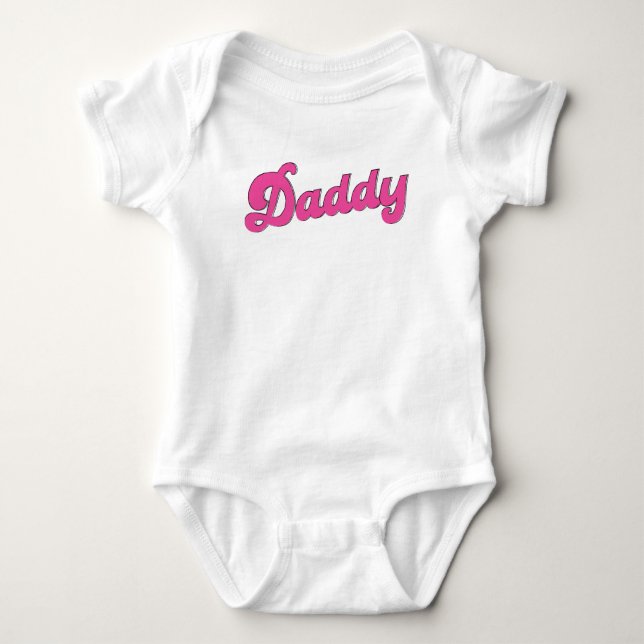 Gay Pride LGBT Pink Bear Gay Daddy  Baby Bodysuit (Front)