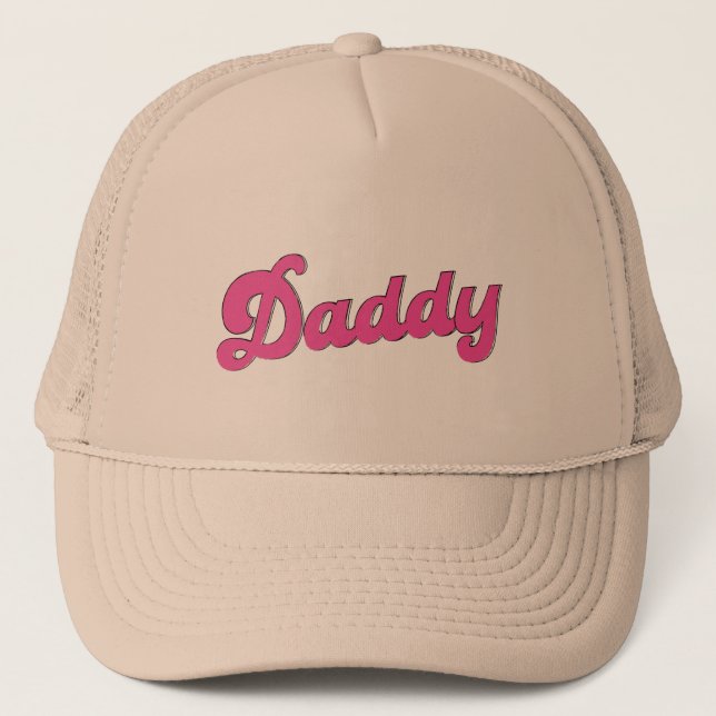 Gay Pride LGBT Pink Bear Gay Daddy Trucker Hat (Front)