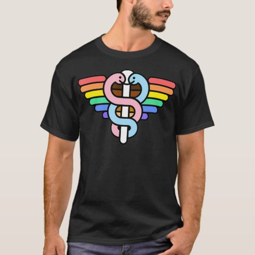 Gay Pride LGBT Rainbow Colors Caduceus Medical Sym T_Shirt