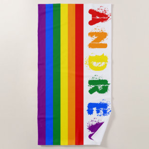 Gay Pride #2 - BEACH TOWEL Rainbow Flag Retro Tiger Stripes Pool Cruise  Gift