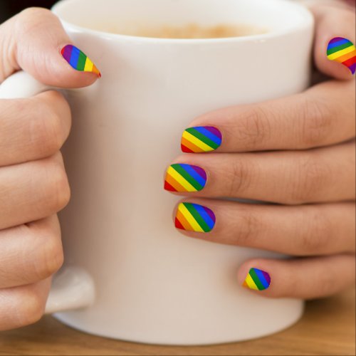 Gay Pride LGBT Rainbow Flag Colors Stripes Minx Nail Art
