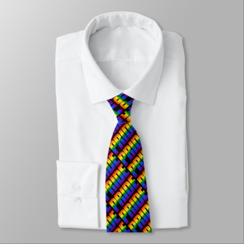 Gay Pride LGBT Rainbow Flag Colors Typography Neck Tie