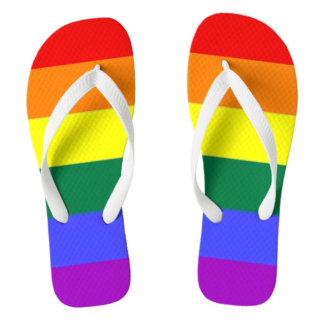 Gay Pride LGBT Rainbow Flag Flip Flops (Footbed)