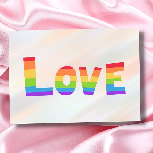 Gay Pride LGBT rainbow flag Love is Love LGBTQ Card