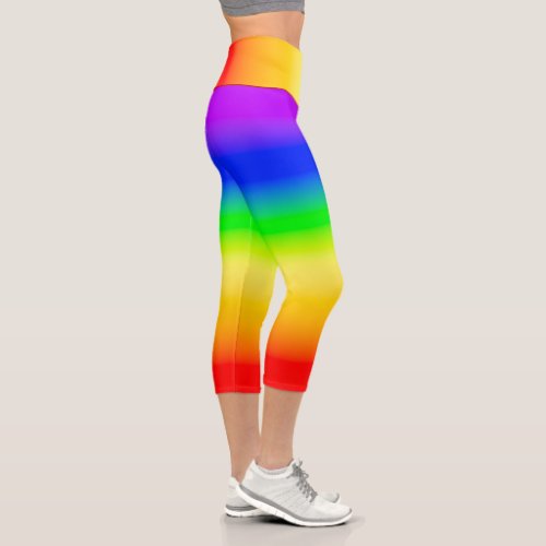 Gay Pride LGBT Rainbow Flag Ombre Colors Stripes Capri Leggings