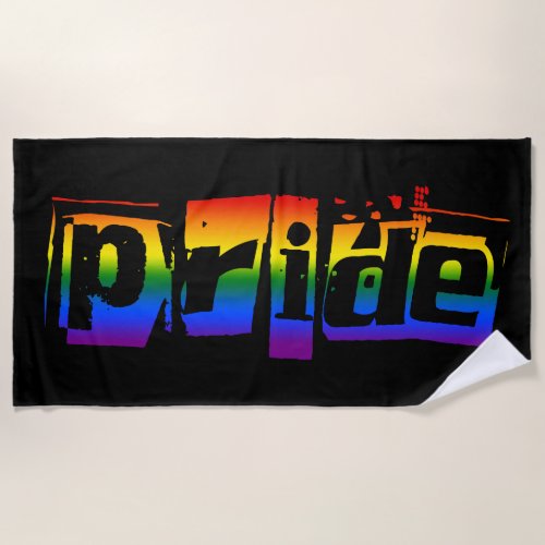 Gay Pride LGBT Rainbow Flag Typography LGBTQ Beach Towel