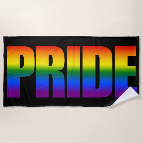 Gay Pride LGBT Rainbow Flag Typography LGBTQ Beach Towel