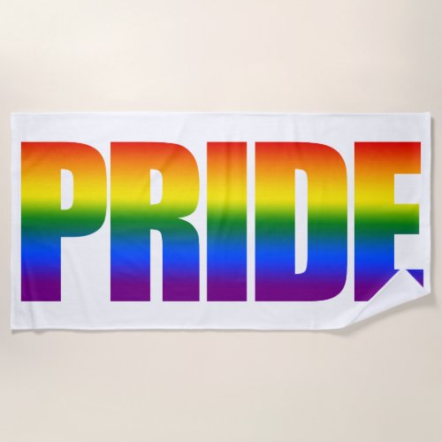 Gay Pride LGBT Rainbow Flag Typography LGBTQ Beach Towel