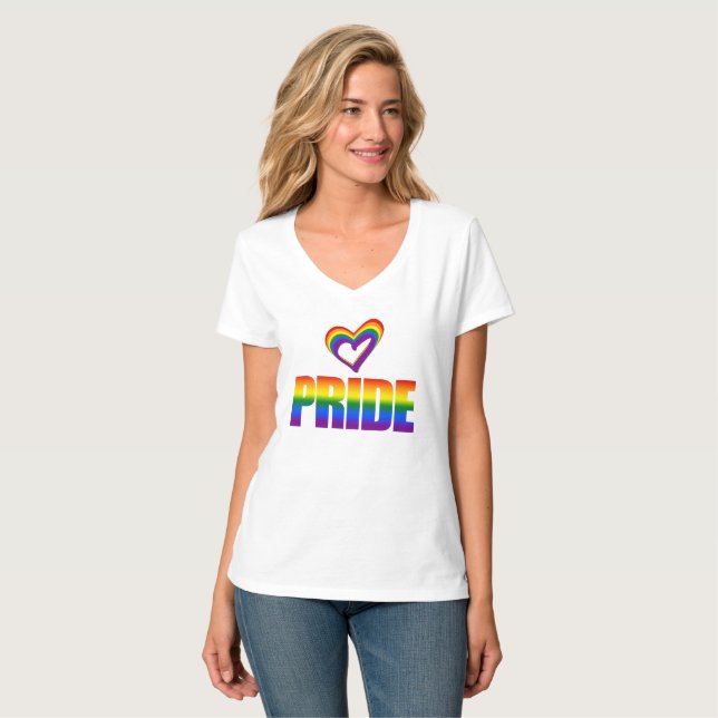 Gay Pride LGBT Rainbow Heart Equality Love LGBTQ T-Shirt (Front Full)