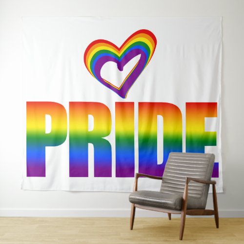 Gay Pride LGBT Rainbow Heart Equality Love LGBTQ Tapestry