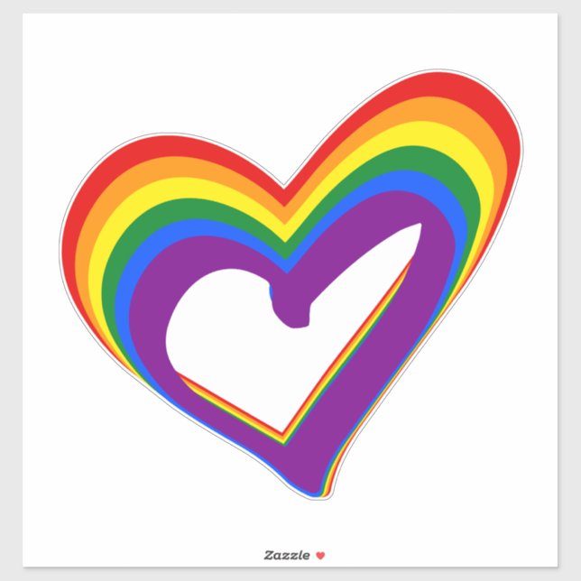 Gay Pride LGBT Rainbow Heart LGBTQ Support Sticker (Sheet)