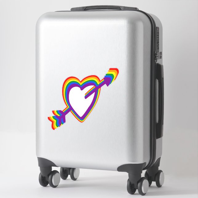 Gay Pride LGBT Rainbow Heart with Arrow Cute LGBTQ Sticker (Suitcase)