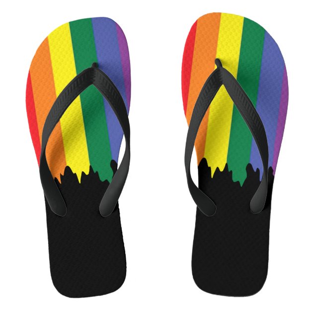 gay pride flip flops