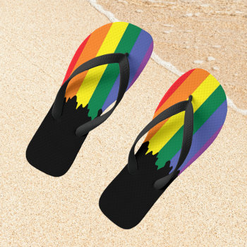 Gay Pride Lgbt Rainbow Paint Flip Flops by Neurotic_Designs at Zazzle