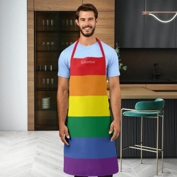 Gay Pride Lgbt Rainbow Personalized Apron by Neurotic_Designs at Zazzle