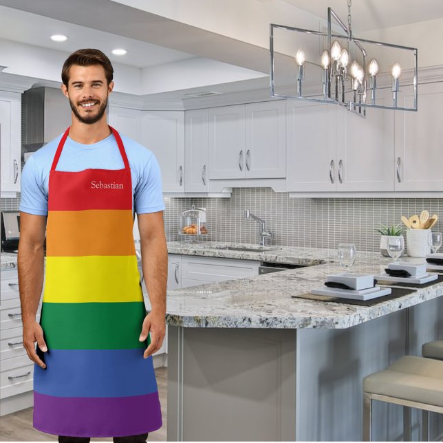 Gay Pride LGBT Rainbow Personalized Apron (Creator Uploaded)
