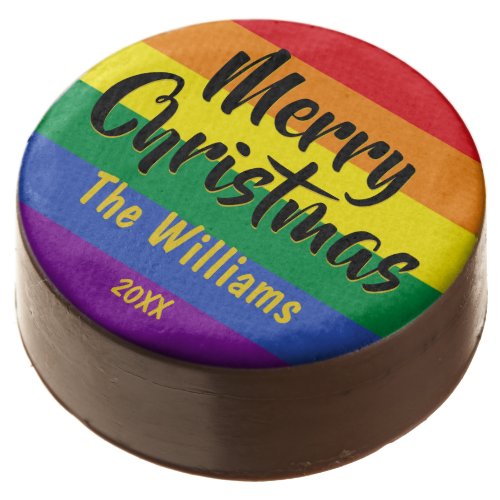 Gay Pride LGBT Rainbow Personalized Christmas Chocolate Covered Oreo