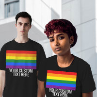 Gay pride LGBT Rainbow Stripes Custom Text Black